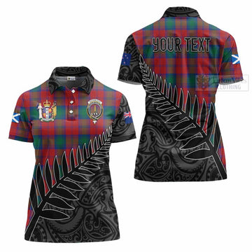 Tartan Vibes Clothing Auchinleck (Affleck) Crest Tartan Women's Polo Shirt with New Zealand Silver Fern Half Style