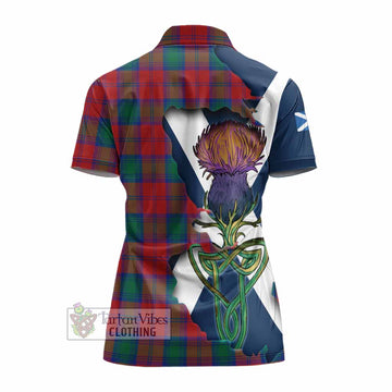 Tartan Vibes Clothing Auchinleck (Affleck) Tartan Family Crest Women's Polo Shirt Scottish Thistle Celtic Inspired