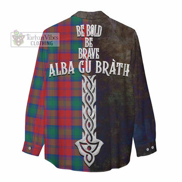 Auchinleck (Affleck) Tartan Family Crest Women's Casual Shirt Alba Gu Brath Be Brave Lion Ancient Style - Tartan Vibes Clothing