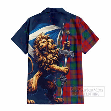 Auchinleck (Affleck) Tartan Family Crest Hawaiian Shirt with Scottish Majestic Lion - Tartan Vibes Clothing