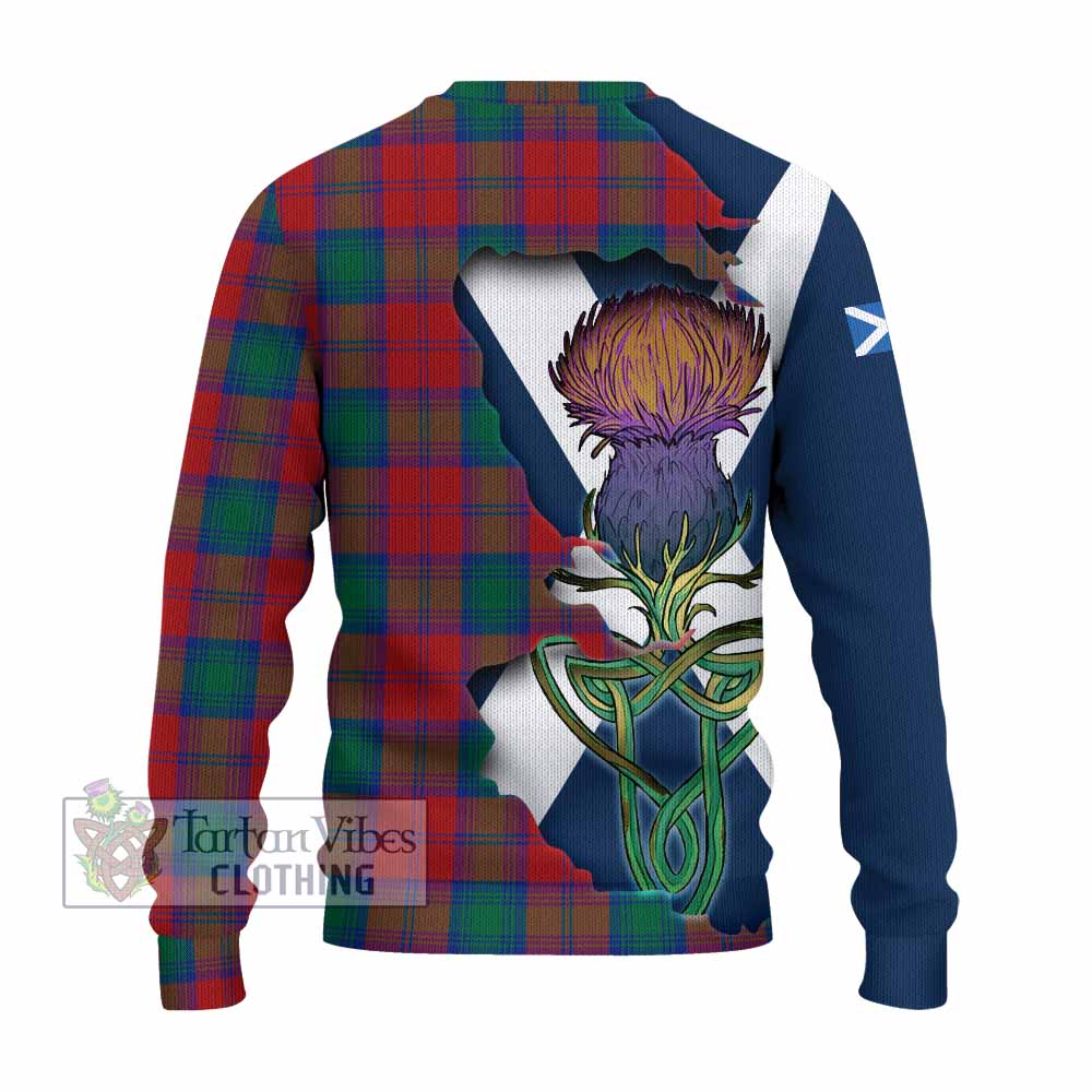 Tartan Vibes Clothing Auchinleck (Affleck) Tartan Family Crest Knitted Sweater Scottish Thistle Celtic Inspired