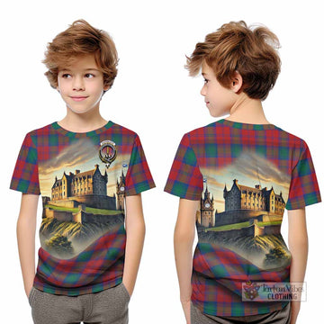Auchinleck (Affleck) Tartan Family Crest Kid T-Shirt with Scottish Ancient Castle Style - Tartan Vibes Clothing