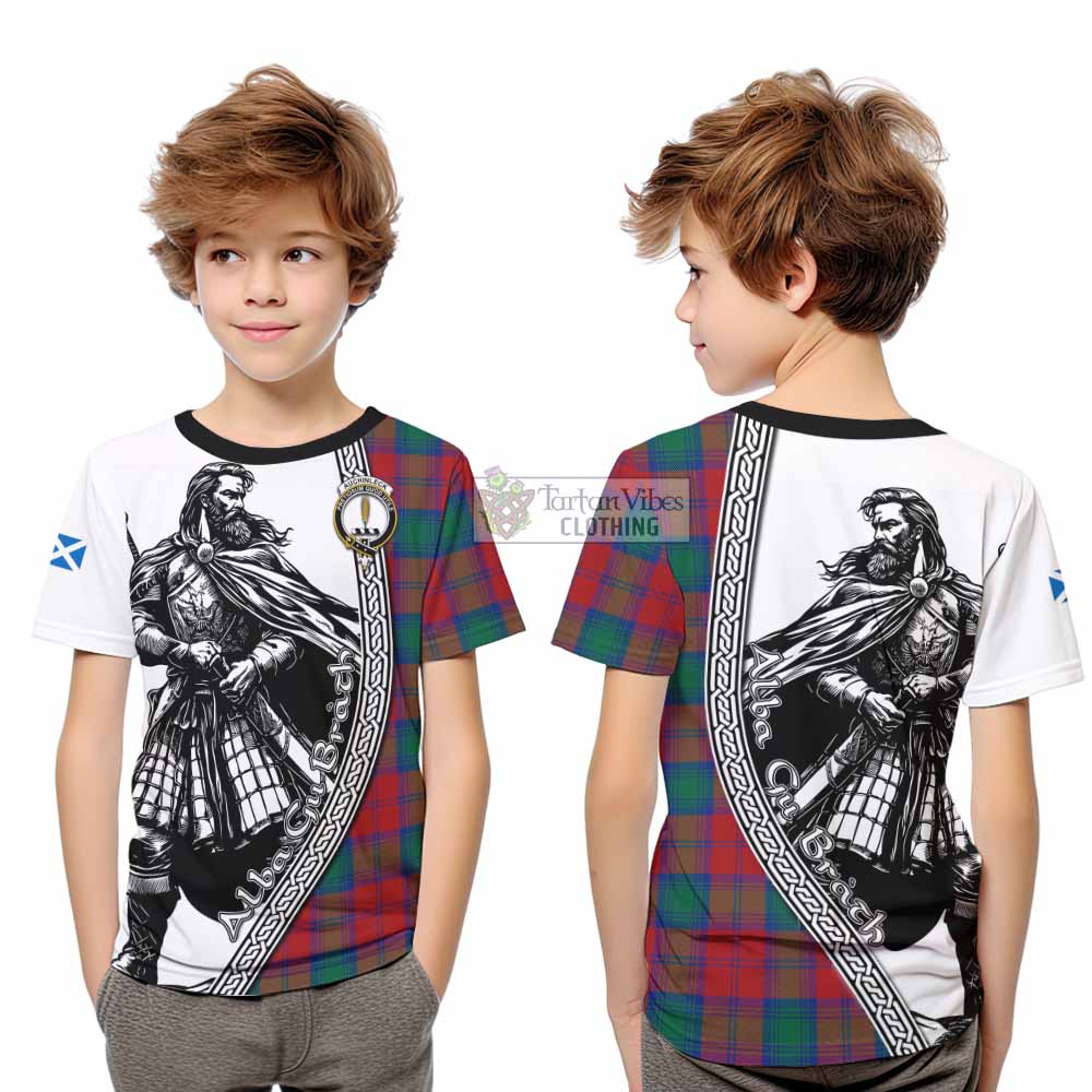 Auchinleck (Affleck) Tartan Clan Crest Kid T-Shirt with Highlander Warrior Celtic Style - Tartan Vibes Clothing