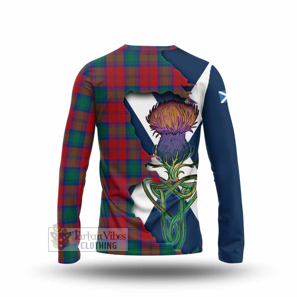 Tartan Vibes Clothing Auchinleck (Affleck) Tartan Family Crest Long Sleeve T-Shirt Scottish Thistle Celtic Inspired