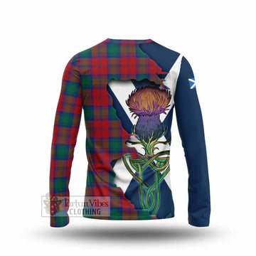 Tartan Vibes Clothing Auchinleck (Affleck) Tartan Family Crest Long Sleeve T-Shirt Scottish Thistle Celtic Inspired