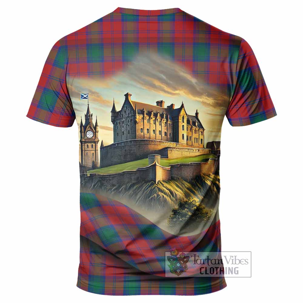 Auchinleck (Affleck) Tartan Family Crest T-Shirt with Scottish Ancient Castle Style - Tartan Vibes Clothing
