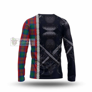 Auchinleck (Affleck) Tartan Long Sleeve T-Shirt with Family Crest Cross Sword Thistle Celtic Vibes - Tartan Vibes Clothing