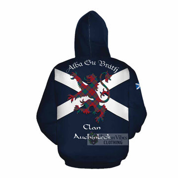 Auchinleck (Affleck) Tartan Lion Rampant Cotton Hoodie Proudly Display Your Heritage with Alba Gu Brath and Clan Name Pullover Hoodie - Tartan Vibes Clothing