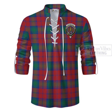 Auchinleck (Affleck) Tartan Ghillie Kilt Shirt with Family Crest Celtic Skull Style - Tartan Vibes Clothing
