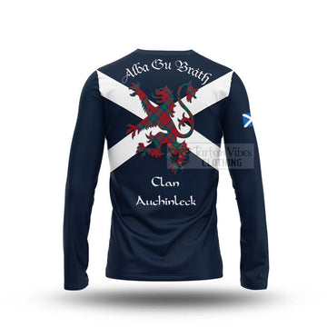 Auchinleck (Affleck) Tartan Lion Rampant Long Sleeve T-Shirt Proudly Display Your Heritage with Alba Gu Brath and Clan Name - Tartan Vibes Clothing