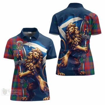 Auchinleck (Affleck) Tartan Family Crest Women's Polo Shirt with Scottish Majestic Lion - Tartan Vibes Clothing