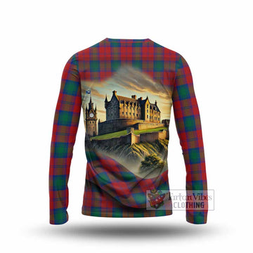 Auchinleck (Affleck) Tartan Family Crest Long Sleeve T-Shirt with Scottish Ancient Castle Style - Tartan Vibes Clothing