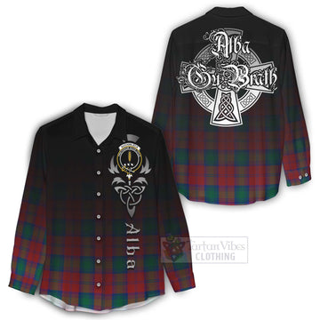 Auchinleck (Affleck) Tartan Women's Casual Shirt Featuring Alba Gu Brath Family Crest Celtic Inspired - Tartan Vibes Clothing