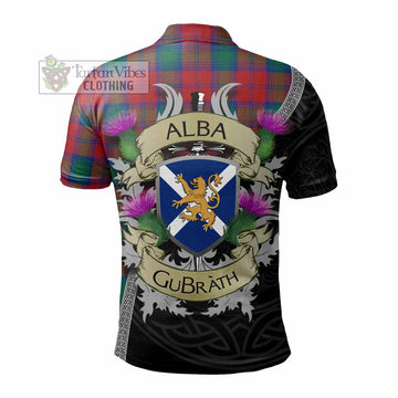 Tartan Vibes Clothing Auchinleck (Affleck) Tartan Family Crest Polo Shirt Lion Rampant Royal Thistle Shield Celtic Inspired