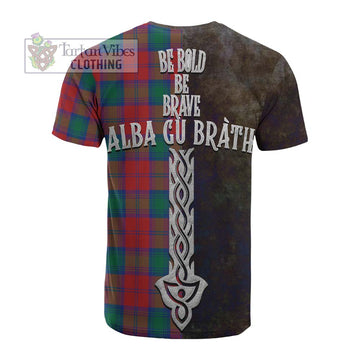 Auchinleck (Affleck) Tartan Family Crest Cotton T-shirt Alba Gu Brath Be Brave Lion Ancient Style