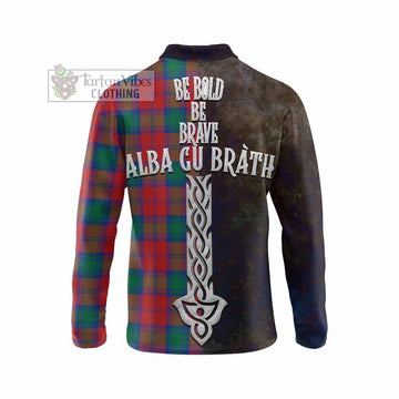 Tartan Vibes Clothing Auchinleck (Affleck) Tartan Family Crest Long Sleeve Polo Shirt Alba Gu Brath Be Brave Lion Ancient Style