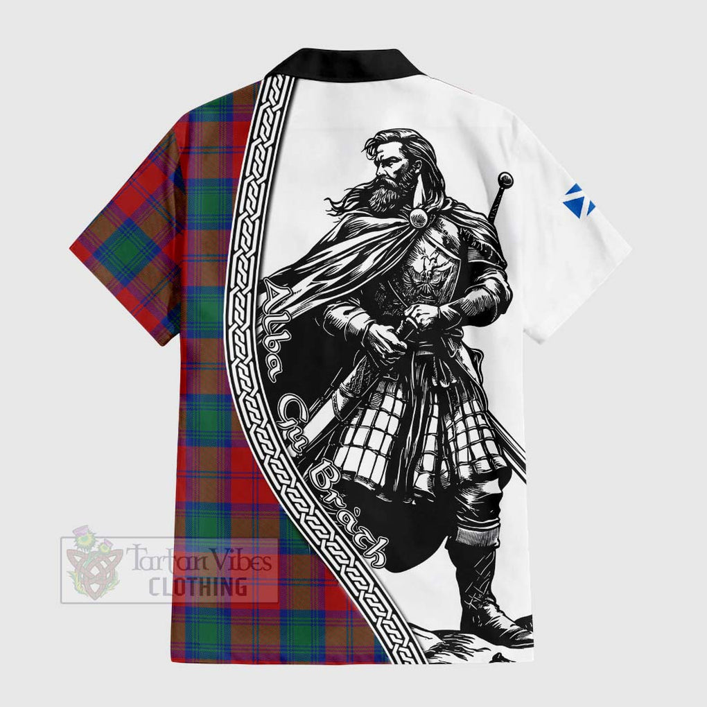 Auchinleck (Affleck) Tartan Clan Crest Hawaiian Shirt with Highlander Warrior Celtic Style - Tartan Vibes Clothing
