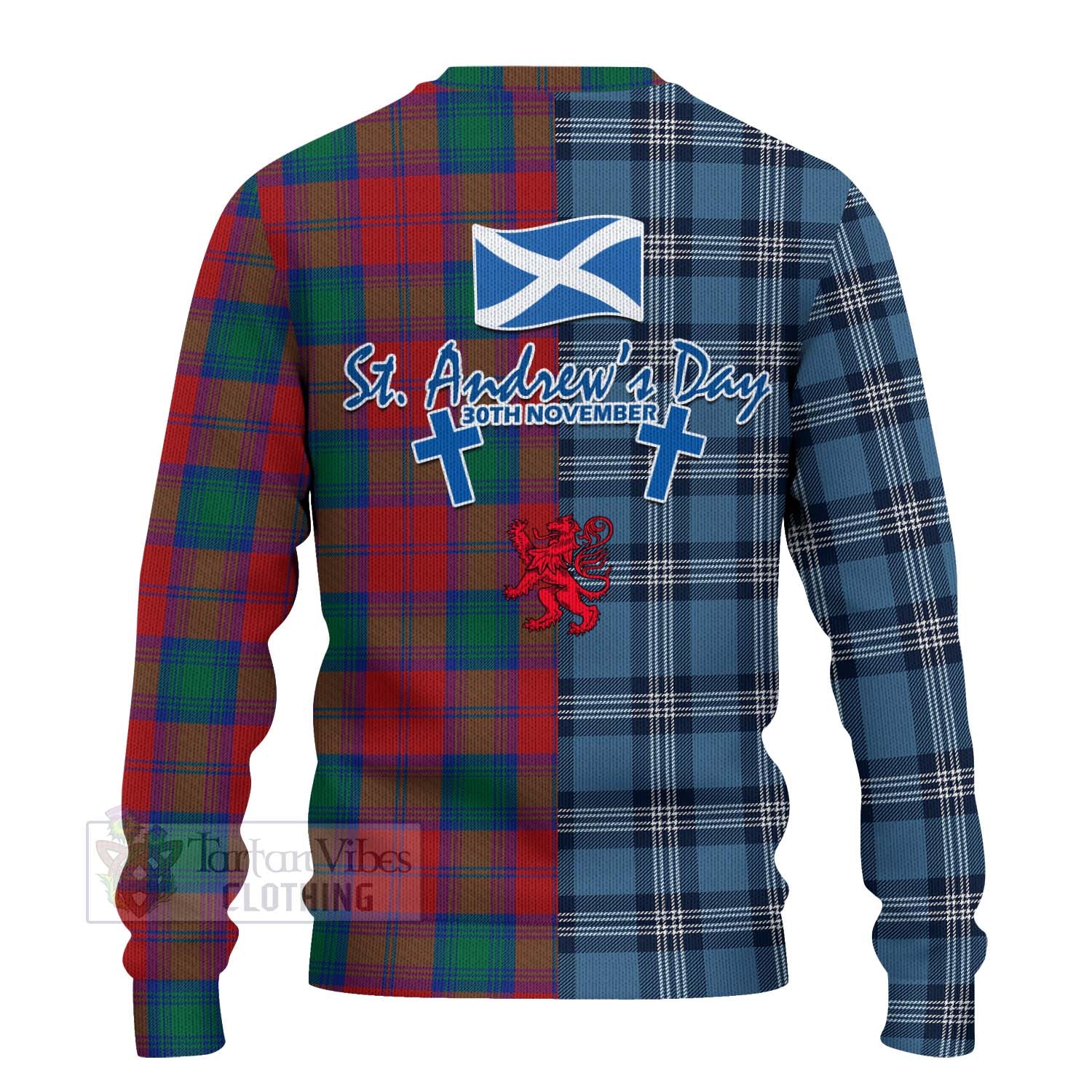 Auchinleck (Affleck) Tartan Knitted Sweater Happy St. Andrew's Day Half Tartan Style - Tartan Vibes Clothing