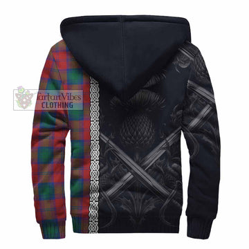 Auchinleck (Affleck) Tartan Sherpa Hoodie with Family Crest Cross Sword Thistle Celtic Vibes - Tartan Vibes Clothing