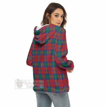 Auchinleck (Affleck) Tartan Women's Borg Fleece Hoodie with Half Zip with Family Crest - Tartan Vibes Clothing