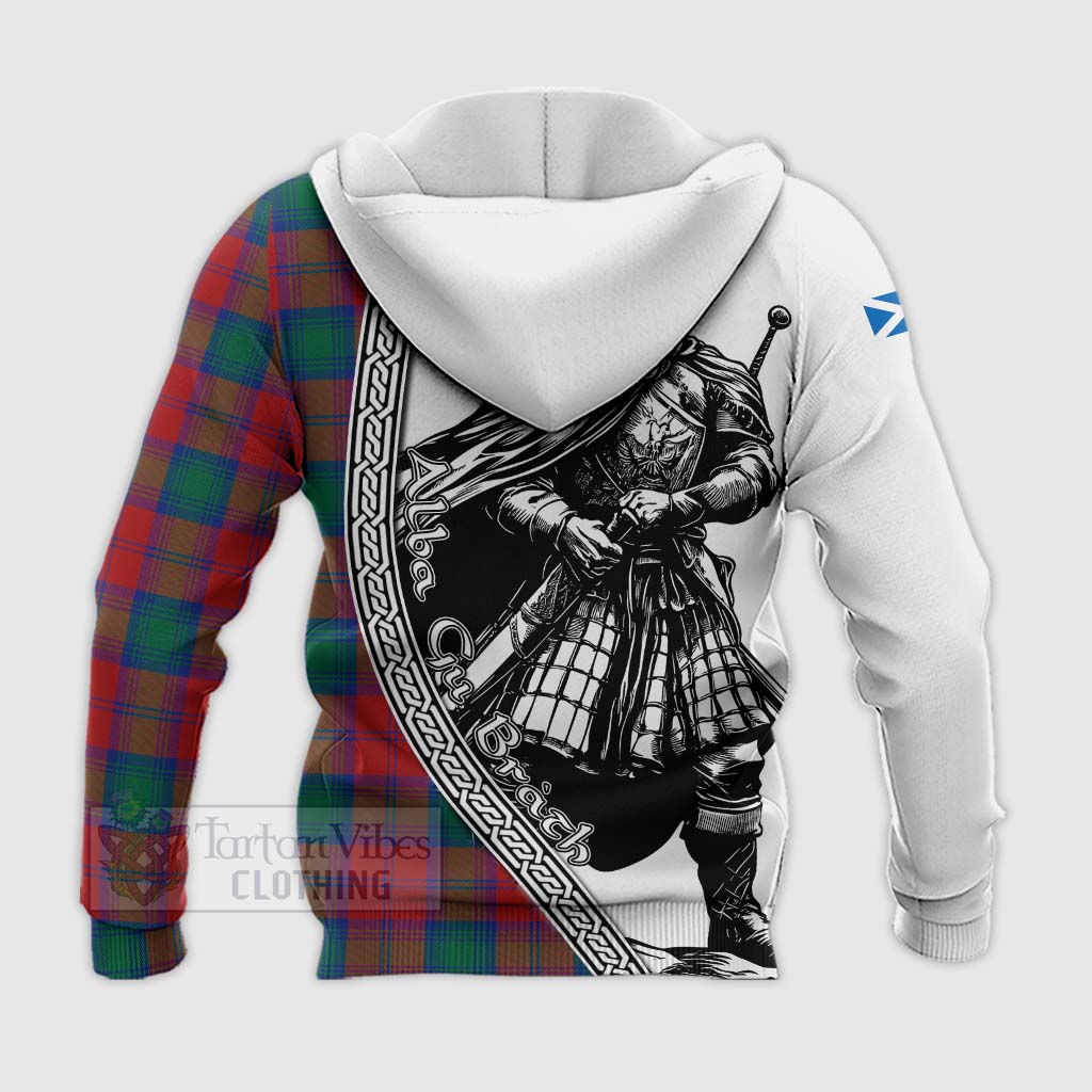 Auchinleck (Affleck) Tartan Clan Crest Knitted Hoodie with Highlander Warrior Celtic Style - Tartan Vibes Clothing