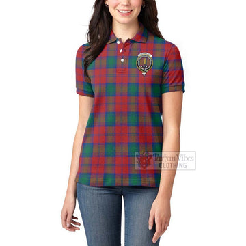 Auchinleck (Affleck) Tartan Women's Polo Shirt with Family Crest and Bearded Skull Holding Bottles of Whiskey - Tartan Vibes Clothing