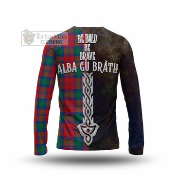 Tartan Vibes Clothing Auchinleck (Affleck) Tartan Family Crest Long Sleeve T-Shirt Alba Gu Brath Be Brave Lion Ancient Style