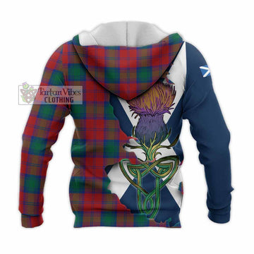 Tartan Vibes Clothing Auchinleck (Affleck) Tartan Family Crest Knitted Hoodie Scottish Thistle Celtic Inspired