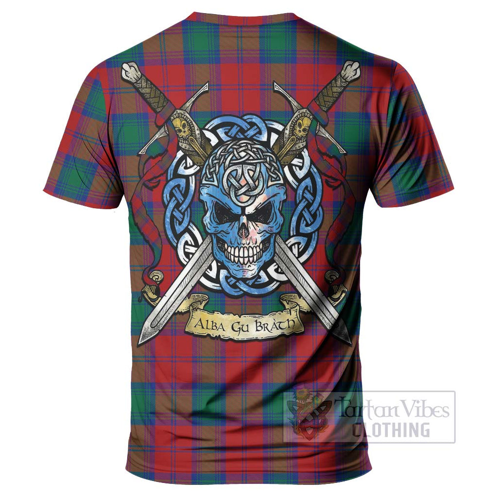 Auchinleck (Affleck) Tartan T-Shirt with Family Crest Celtic Skull Style - Tartan Vibes Clothing