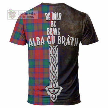 Auchinleck (Affleck) Tartan Family Crest T-Shirt Alba Gu Brath Be Brave Lion Ancient Style - Tartan Vibes Clothing