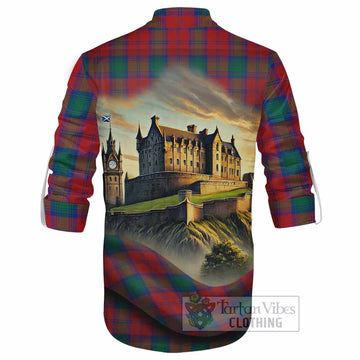 Auchinleck (Affleck) Tartan Family Crest Ghillie Kilt Shirt with Scottish Ancient Castle Style - Tartan Vibes Clothing