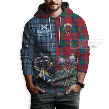 Auchinleck (Affleck) Tartan Hoodie Happy St. Andrew's Day Half Tartan Style - Tartan Vibes Clothing