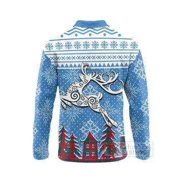 Auchinleck (Affleck) Clan Christmas Long Sleeve Polo Shirt Celtic Reindeer Style - Tartan Vibes Clothing