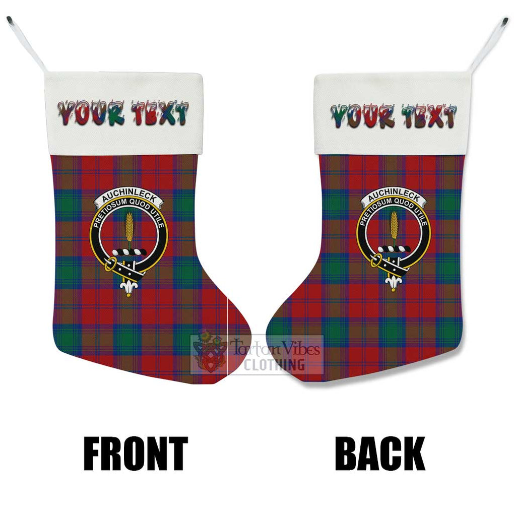 Auchinleck (Affleck) Tartan Family Crest Christmas Stocking with Personalized Text - Tartan Vibes Clothing