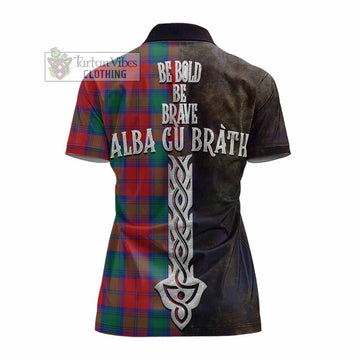 Auchinleck (Affleck) Tartan Family Crest Women's Polo Shirt Alba Gu Brath Be Brave Lion Ancient Style - Tartan Vibes Clothing