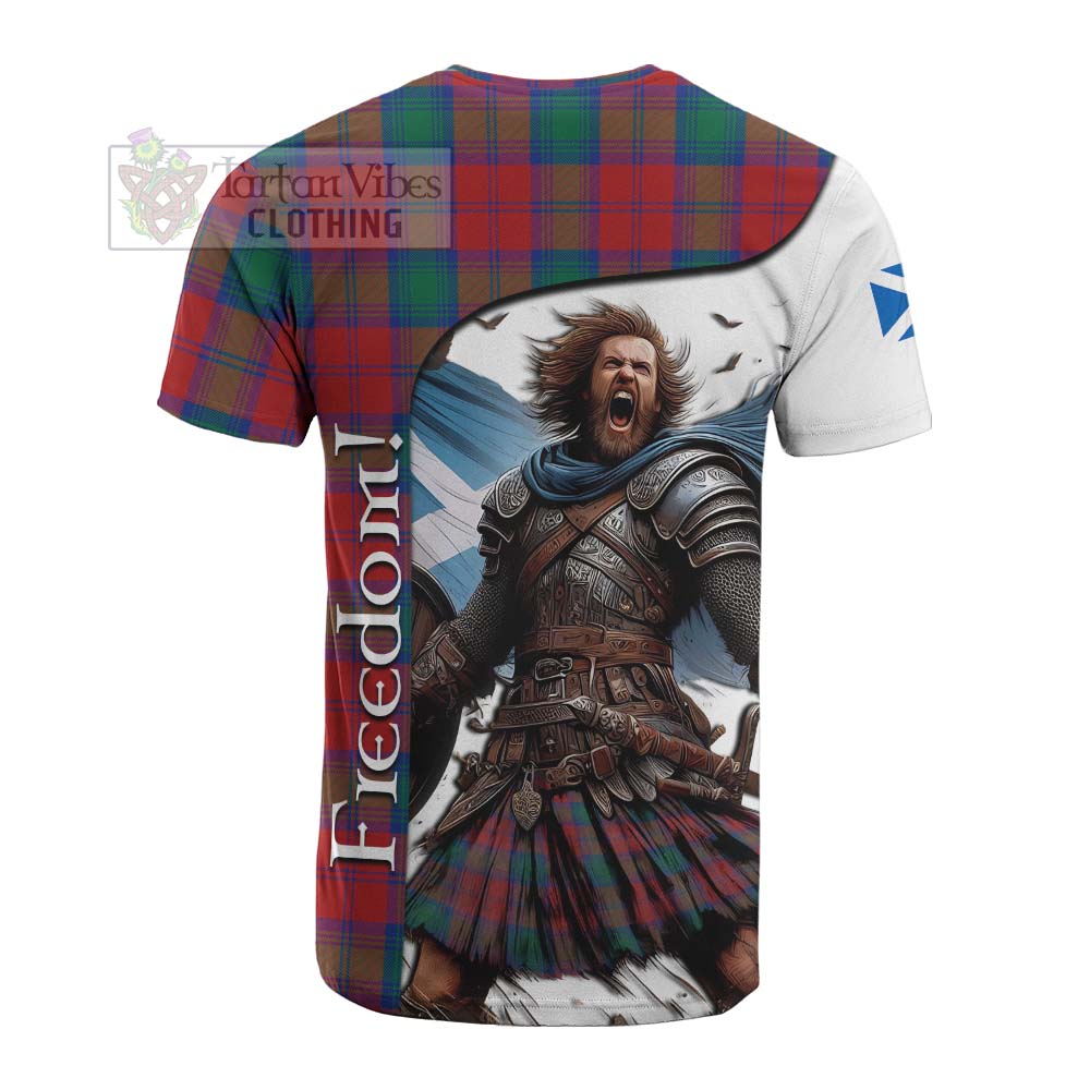 Tartan Vibes Clothing Auchinleck (Affleck) Crest Tartan Cotton T-shirt Inspired by the Freedom of Scottish Warrior