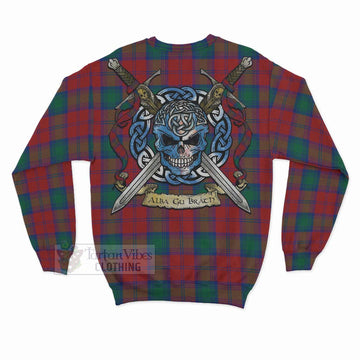 Auchinleck (Affleck) Tartan Sweatshirt with Family Crest Celtic Skull Style - Tartan Vibes Clothing