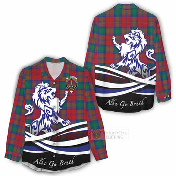 Auchinleck (Affleck) Tartan Women's Casual Shirt with Alba Gu Brath Regal Lion Emblem - Tartan Vibes Clothing