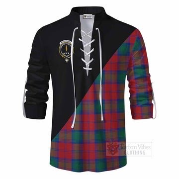 Auchinleck (Affleck) Tartan Ghillie Kilt Shirt with Family Crest and Military Logo Style - Tartan Vibes Clothing