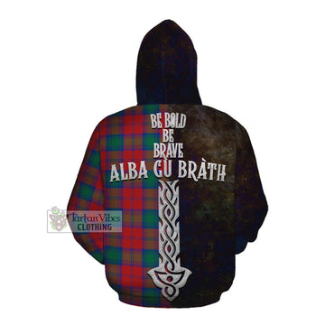 Tartan Vibes Clothing Auchinleck (Affleck) Tartan Family Crest Cotton Hoodie Alba Gu Brath Be Brave Lion Ancient Style