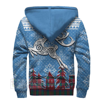 Auchinleck (Affleck) Clan Christmas Sherpa Hoodie Celtic Reindeer Style - Tartan Vibes Clothing