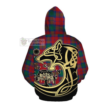Auchinleck (Affleck) Tartan Cotton Hoodie with Family Crest Celtic Wolf Style Pullover Hoodie - Tartan Vibes Clothing
