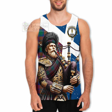 Auchinleck (Affleck) Tartan Men's Tank Top with Family Crest Scottish Bagpiper Vibes - Tartan Vibes Clothing