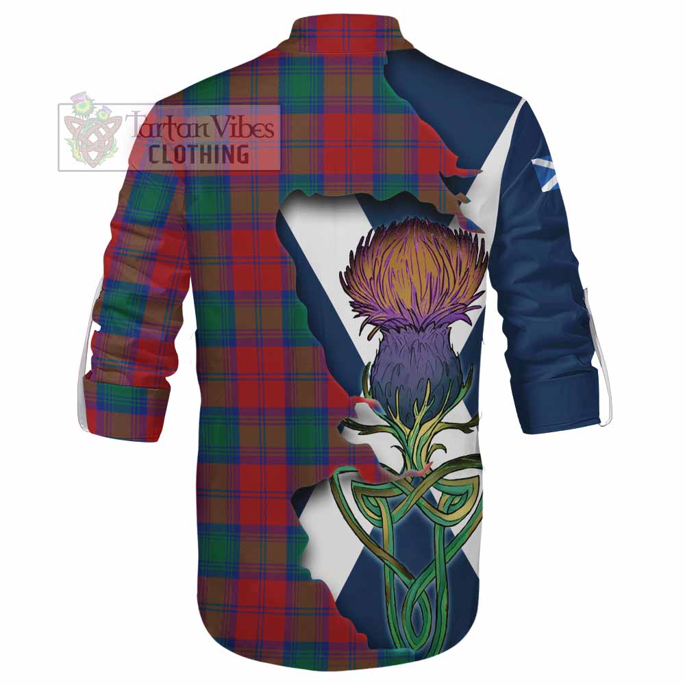 Tartan Vibes Clothing Auchinleck (Affleck) Tartan Family Crest Ghillie Kilt Shirt Scottish Thistle Celtic Inspired