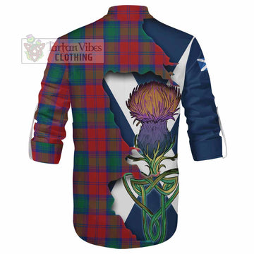 Tartan Vibes Clothing Auchinleck (Affleck) Tartan Family Crest Ghillie Kilt Shirt Scottish Thistle Celtic Inspired