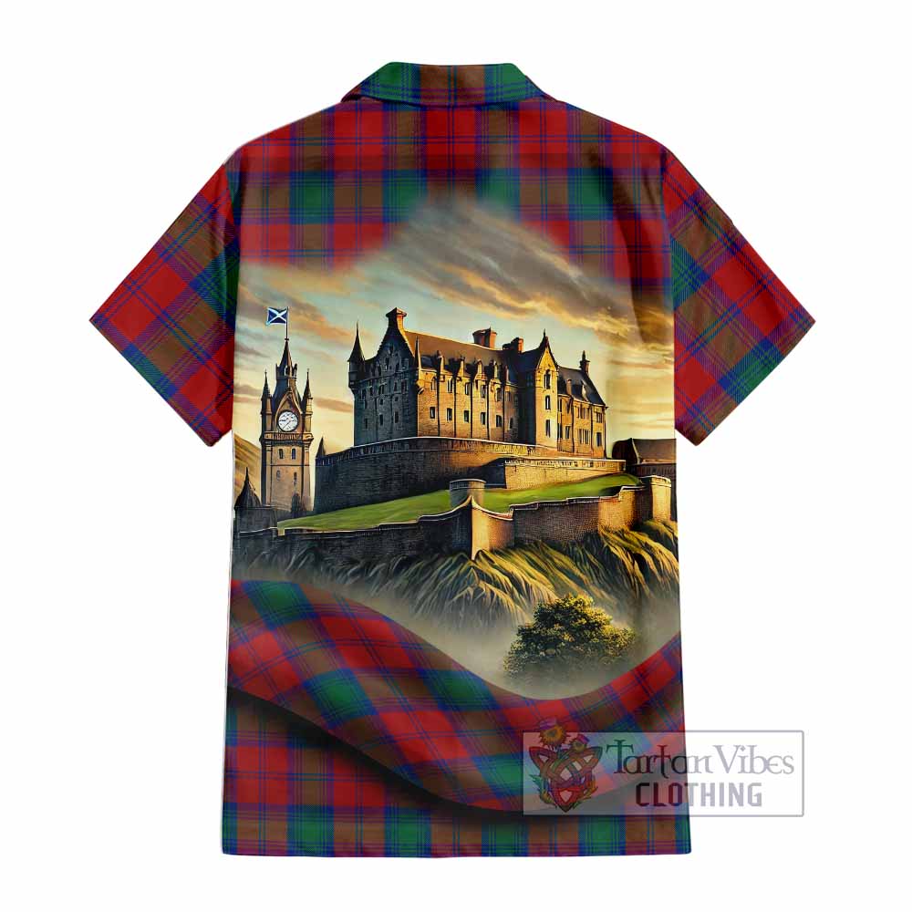 Auchinleck (Affleck) Tartan Family Crest Hawaiian Shirt with Scottish Ancient Castle Style - Tartan Vibes Clothing