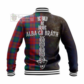 Tartan Vibes Clothing Auchinleck (Affleck) Tartan Family Crest Baseball Jacket Alba Gu Brath Be Brave Lion Ancient Style
