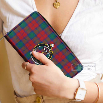 Tartan Vibes Clothing Auchinleck (Affleck) Tartan Women's Leather Wallet with Family Crest