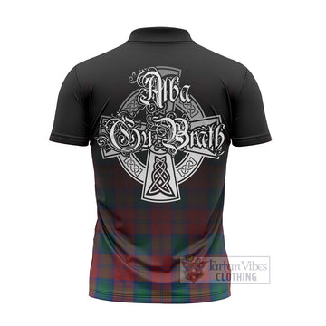 Auchinleck (Affleck) Tartan Zipper Polo Shirt Featuring Alba Gu Brath Family Crest Celtic Inspired - Tartan Vibes Clothing