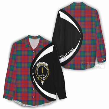 Auchinleck (Affleck) Tartan Women's Casual Shirt with Family Crest Circle Style - Tartan Vibes Clothing